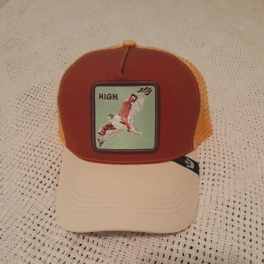 "HIGH" embroidered snapback trucker hat, NWOT